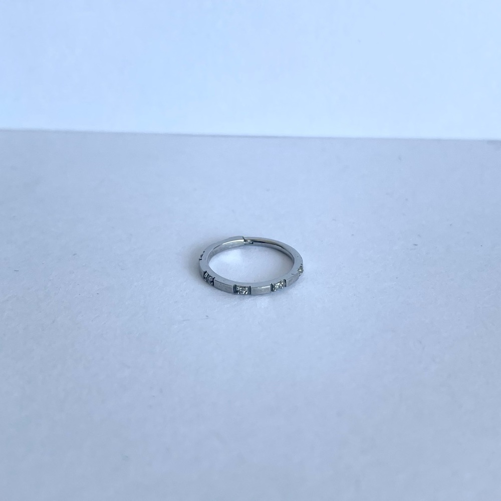 Side Set Sequence Gem Clicker Ring 316L Stainless Steel - 16ga, 11mm